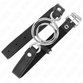 KINK Gag z wieloma O-ringami 5 cm czarny, regulowany 63x2,5 cm