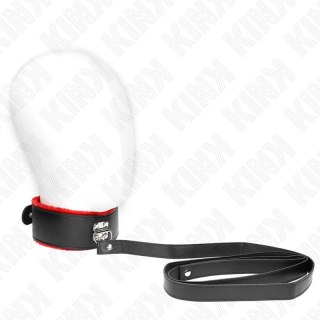 KINK Naszyjnik Skorzany z Regulacją 40-48 cm, Czerwony, Pasek 116 cm