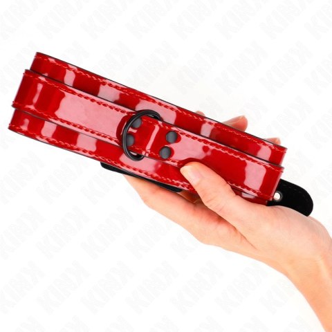 KINK Naszyjnik Winno-Czerwony Regulowany 37,5-49,5 cm Skorzany 5 cm