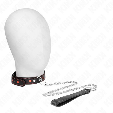 KINK Naszyjnik z Paskiem Serce 65 cm - Skorzany, Regulowany, Czarny