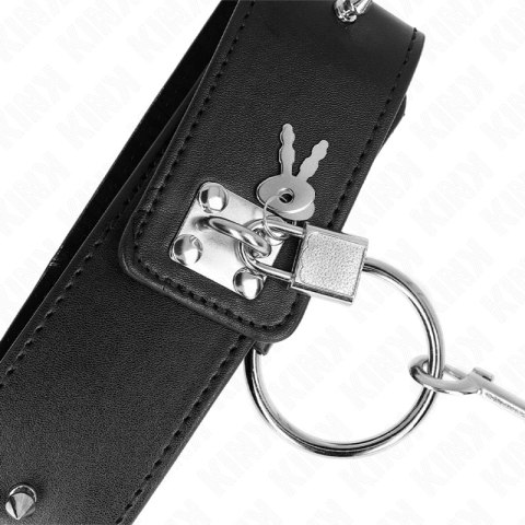 KINK Naszyjnik z Smyczą 65 cm Regulowany z Srebrnymi Ćwiekami, Model 2