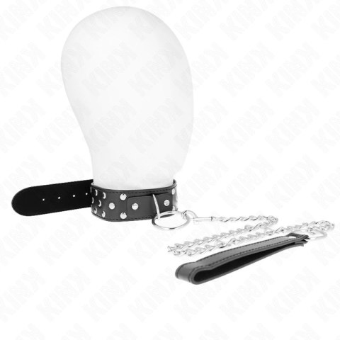 KINK Naszyjnik z paskiem kolcowany 65cm czarny regulowany 36-50cm