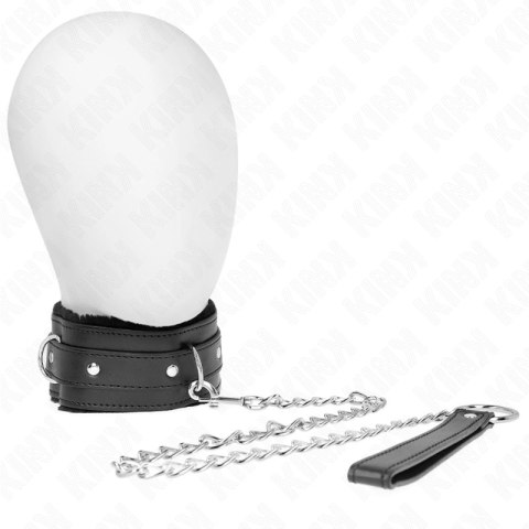 KINK Obroża z Smyczą Czarna 36-42 cm Skorzana Regulowana 65 cm