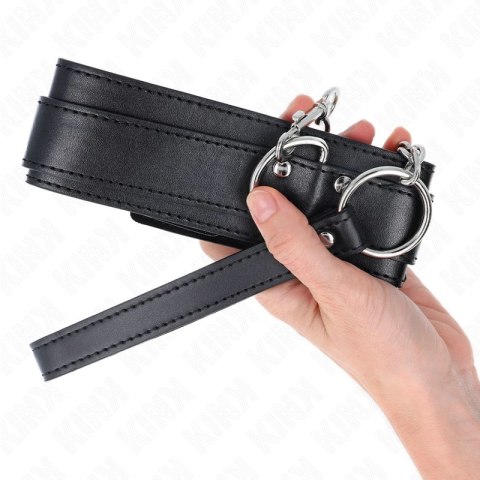 KINK Obroża z paskiem 65 cm, regulacja 33-46 cm, srebrne klamry