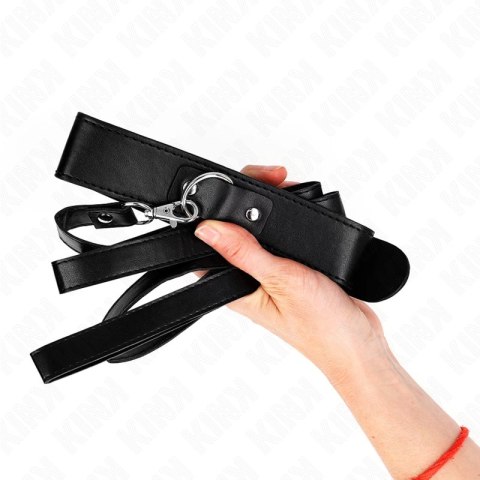KINK Obroża z paskiem czarna, regulacja 32-50 cm, długość 116 cm