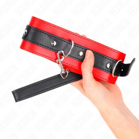 KINK Obroża z paskiem skorzana czerwona 54x4,5cm regulowana 65cm