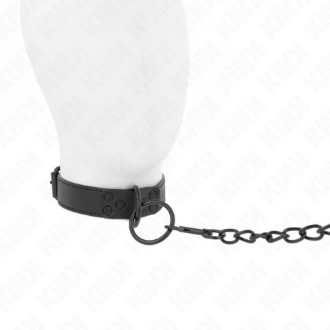 KINK Obroża z regulacją 37-54 cm z ciemną smyczą 65 cm, czarna