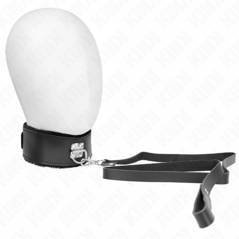 KINK Obroża z regulacją i czarnym skorzanym paskiem 116 cm