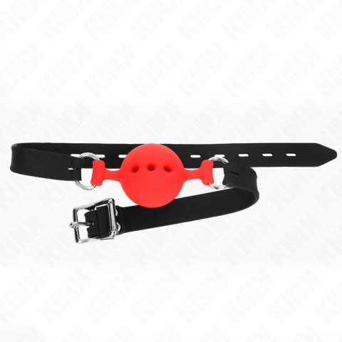 KINK Pełny silikonowy knebel z kulką 4,5 cm M czerwony, regulacja 35-51 cm