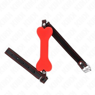 KINK Red Ball Gag 12 cm - silikonowy system z paskiem, 63x2 cm