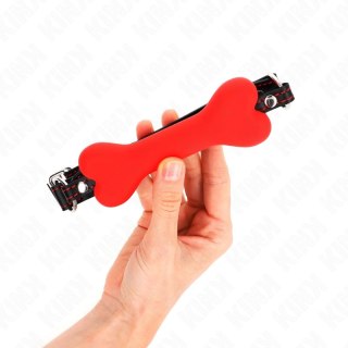 KINK Red Ball Gag 12 cm - silikonowy system z paskiem, 63x2 cm