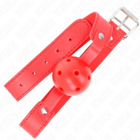KINK Red Oddychająca Kula Gag 4,5 cm - Pasek 65x2,5 cm, Regulowany