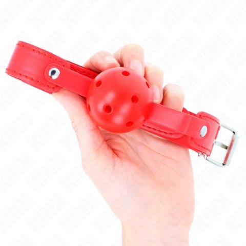 KINK Red Oddychająca Kula Gag 4,5 cm - Pasek 65x2,5 cm, Regulowany