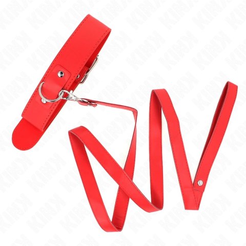 KINK Rojo Collar z Paskiem Regulowany 32-50 cm Pasek 116 cm Czerwony