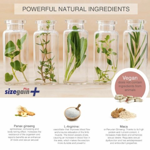500 Cosmetics SizeGain Plus 30 tabletek suplement dla mężczyzn