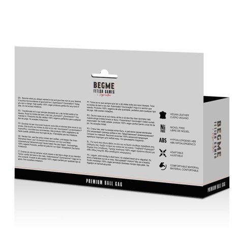 BEGME Black Edition pas z kulą oddychającą, skora wegańska, regulacja