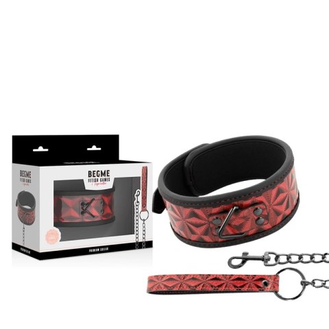 BEGME Premium Collar Red Edition z wegańskiej skory i neoprenu