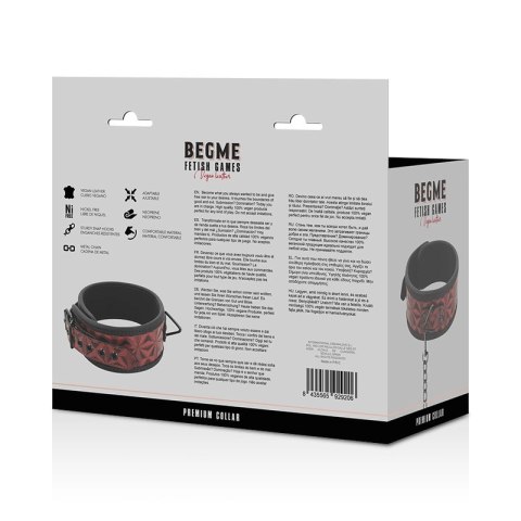 BEGME Premium Collar Red Edition z wegańskiej skory i neoprenu