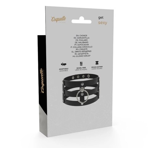 Coquette Chic Desire Choker czarny, regulowany, wegańska skora 38cm