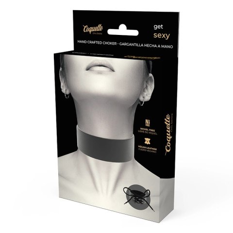 Coquette Chic Desire Choker z wegańskiej skory, regulowany, czarny