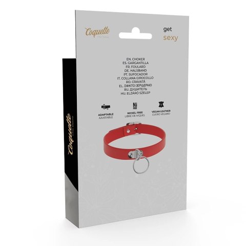 Coquette Chic Desire czerwony naszyjnik z wegańskiej skory - regulowany