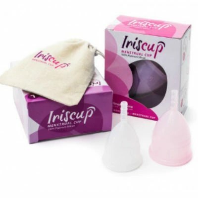 IrisCup S Rożowy kubek menstruacyjny + torba do sterylizacji