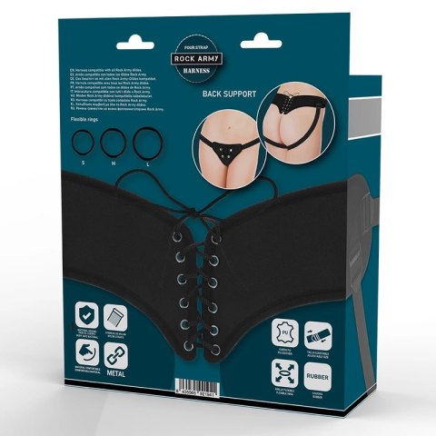 RockArmy Uprząż Regulowana z Elastycznymi Pierścieniami PU Czarna