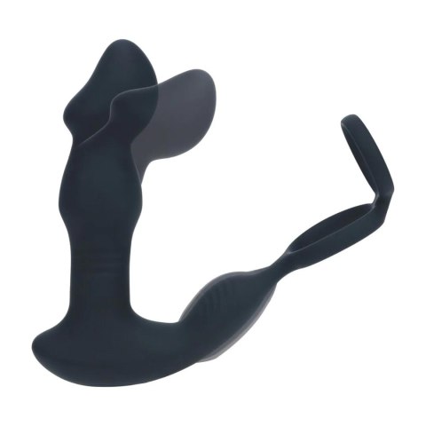 Remote Control Vibrating Thrusting Come-Hither Silicone Prostate Stimulator with Cockring - Black