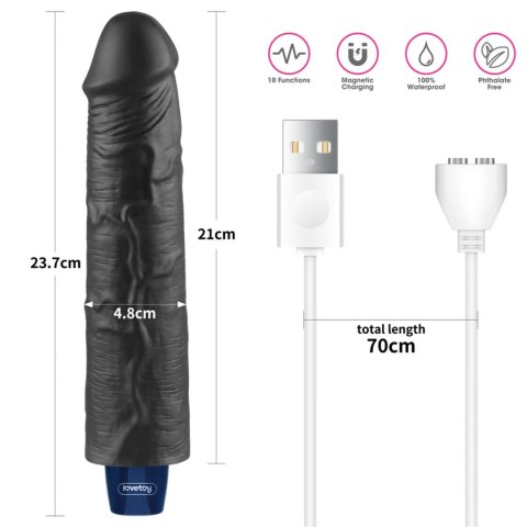 9.5" REAL SOFTEE Rechargeable TPE Vibrating Dildo(Black
