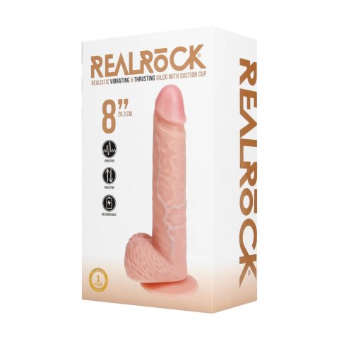 Vibrating and Thrusting Straight Cock with Balls - 8" / 20,5 cm - Flesh