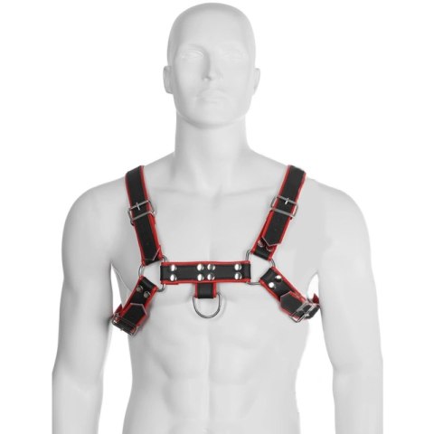 Fetish Submissive Body Harness skorzany czarno-czerwony, uniwersalny