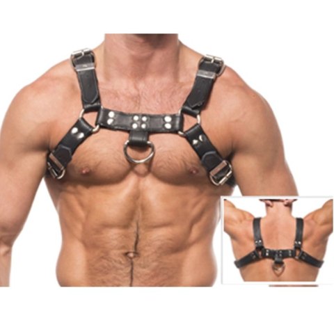 Svenjoyment Harness Skorzany Body z Łańcuchem, Regulowany, Czarny S-XL