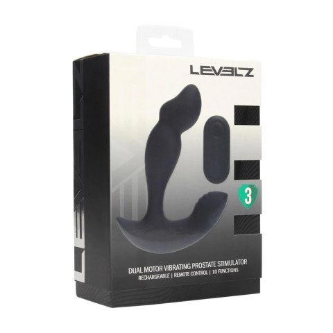 Dual Motor Remote Control Dual Motor Vibrating Liquid Silicone Prostate Stimulator - Black