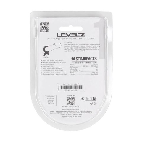 Pencil Liquid Silicone Cockring - Black