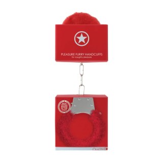 Pleasure Handcuffs Furry Red