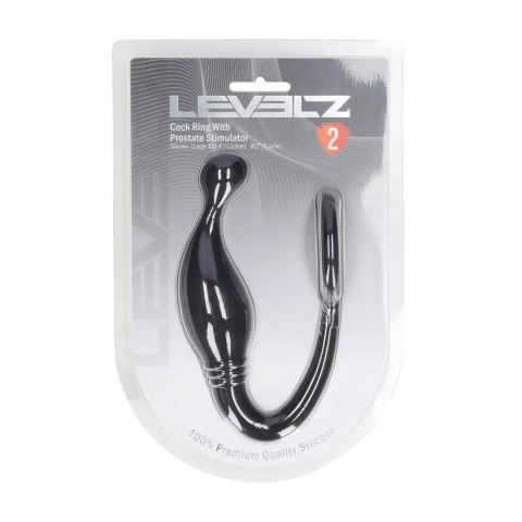 Silicone Cockring with Prostate Stimulator - L - Black