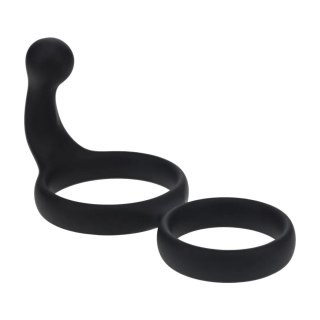 Silicone Double Cockring with Anal Stimulator - Black