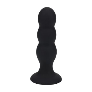 Tri Rattle Liquid Silicone Anal Plug - L - Black
