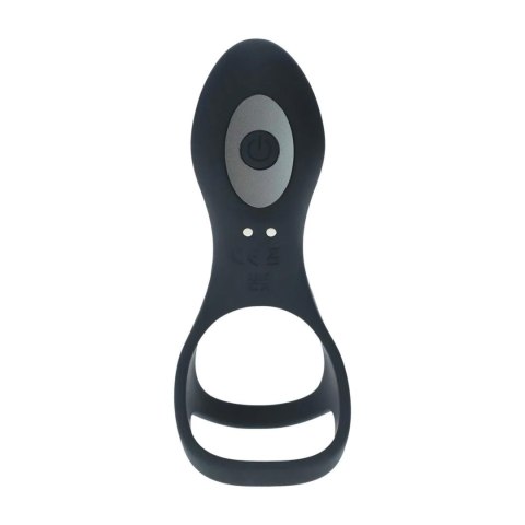 Vibrating Silicone Cock and Ball Ring with Shaft Loop - Black