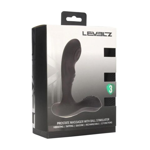 Vibrating and Tapping Silicone Prostate Massager with Ball Stimulator - Black