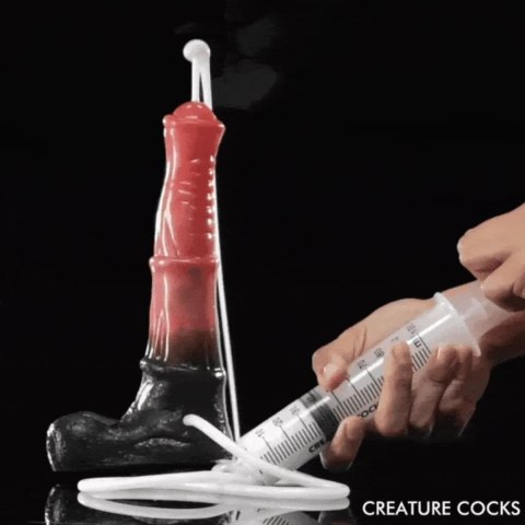 XR Brands Centaur Explosion silikonowa maszyna intymna z funkcją strumienia czarno-czerwona