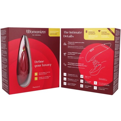 Womanizer Premium 2 Intuicyjny Stymulator Powietrzny Bordeaux IPX7