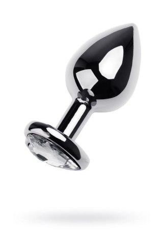 Anal plug Metal by TOYFA, metal, silver, with red crystal, 8 cm, O 3.4 cm