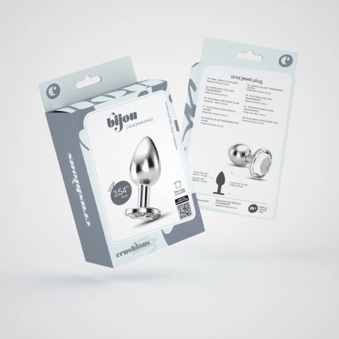 Crushious Bijou Anal Plug Large Clear - Metalowy model ozdobny 8 cm