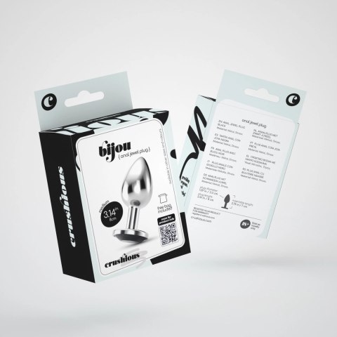 Crushious Bijou Plug anatomiczny średni czarny z ozdobnym kryształem