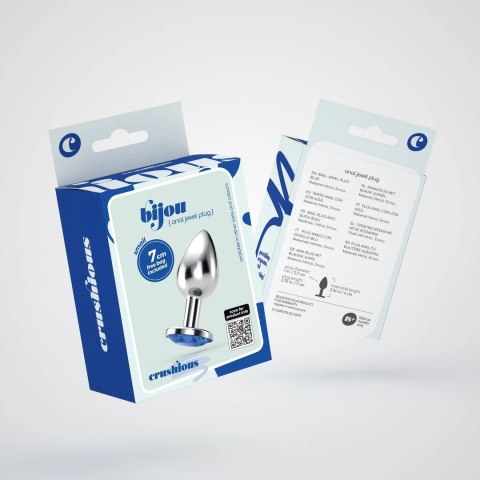 Crushious Bijou Small Plug dekoracyjny metalowy z niebieskim kryształem 6 cm