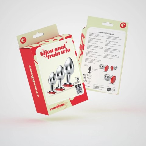 Crushious Bijou Zestaw 3 anatomicznych ozdobnych plugow metalowych czerwonych