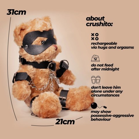 Crushious Crushito Pluszowy Miś 31 cm Czarny z Akcesoriami Bondage