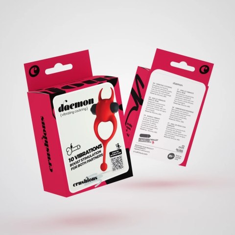 Crushious Daemon silikonowy pierścień wibrujący czerwony 12,5 cm