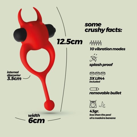 Crushious Daemon silikonowy pierścień wibrujący czerwony 12,5 cm